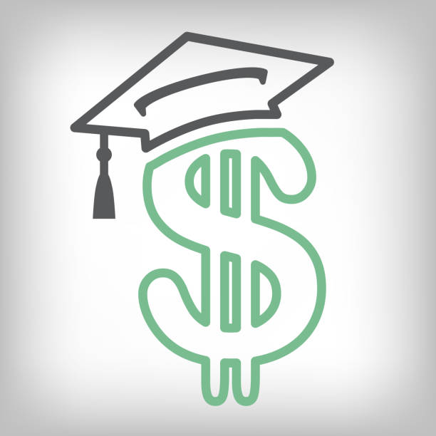 대학원생 대출 아이콘-교육 재정 지원 또는 지원, 정부 대출 및 채무에 대 한 학생 대출 그래픽 - student loans stock illustrations