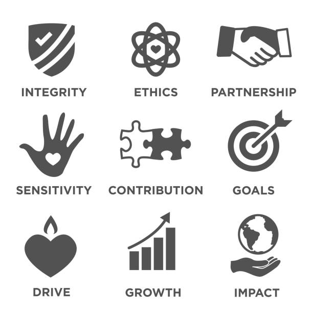 Social Responsibility Outline Icon Set with Honesty, integrity, collaboration, etc Social Responsibility Solid Icon Set with Impact, Ethics, Partnership, drive, etcSocial Responsibility Outline Icon Set with Honesty, integrity, & collaboration, etcSocial Responsibility Outline Icon Set with Honesty, integrity, & collaboration, etc Social Responsibility Outline Icon Set with Honesty, integrity, & collaboration, etc dedication industry stock illustrations