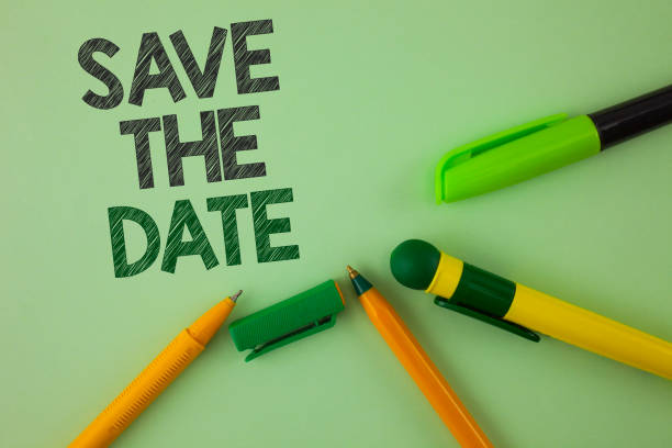 istock Handwriting text writing Save The Date. Concept meaning Organizing events well make day special by event organizers written on Plain Green background Pens next to it. 946563864