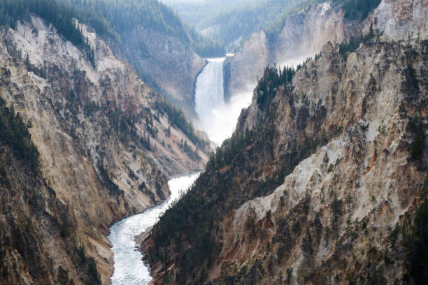 Lower Falls, Grand Canyon of Yellowstone National Park Waterfall stock photo