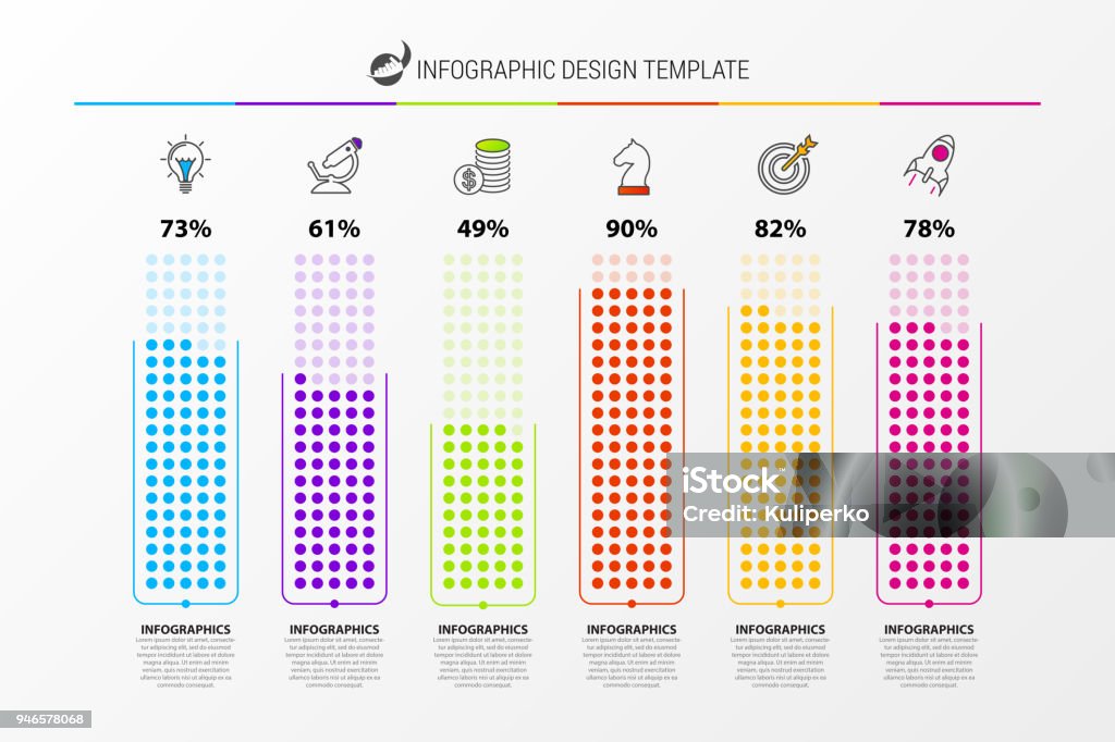 Modello di progettazione infografica. Concetto aziendale con 6 colonne - arte vettoriale royalty-free di Infografica