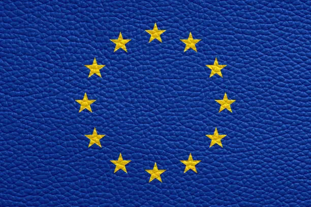 european union flag painted on leather texture