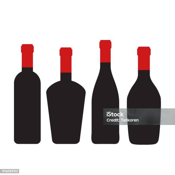 Set Of Wine Bottles For Design On White Stock Vector Illustration Stock Illustration - Download Image Now