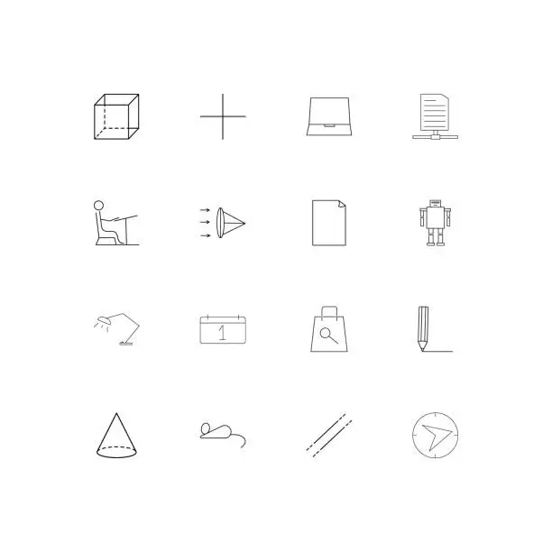 Vector illustration of Education And Science simple linear icons set. Outlined vector icons