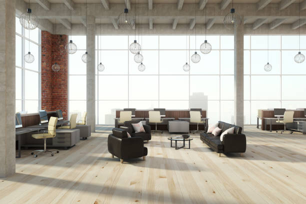 istock Contemporary wooden office room 946586566