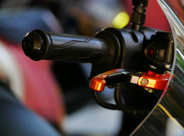 istock Close up of motorcycle handlebar 946590300
