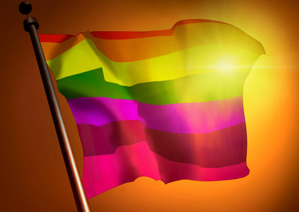 istock winner waving Rainboy LGBT flag against the sunset 946593648