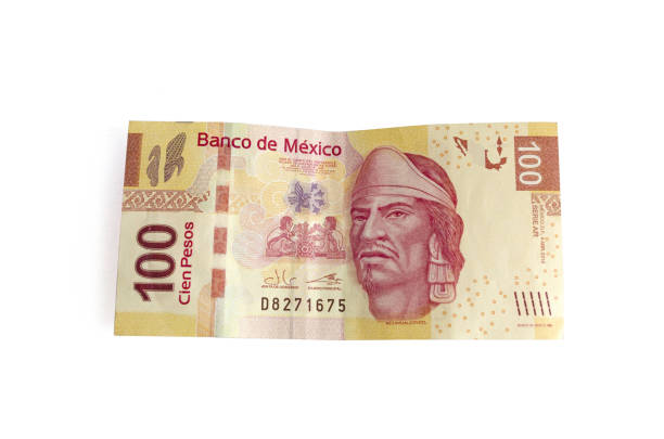 billete de pesos mexicanos de $100 - mexican currency fotografías e imágenes de stock
