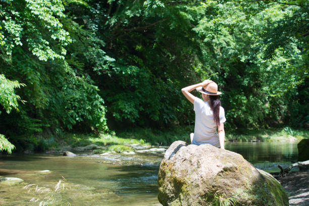 istock Japanese women relax in a mountain stream 946632144