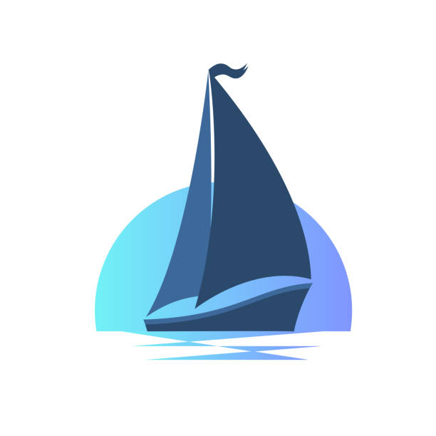 illustrazioni stock, clip art, cartoni animati e icone di tendenza di barca a vela sulle onde al tramonto. - sailboat sailing sports race yacht