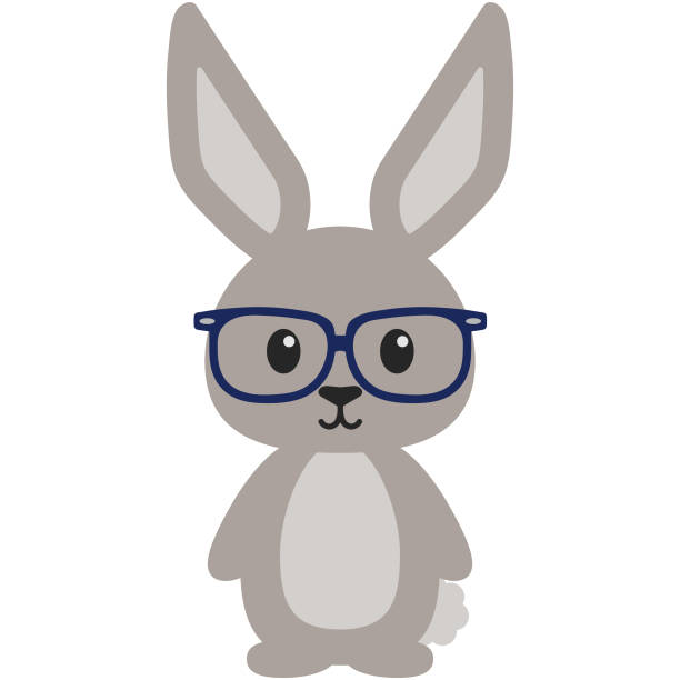 hipster nerdy geeky wald hase kaninchen illustration - baumwollschwanzkaninchen stock-grafiken, -clipart, -cartoons und -symbole