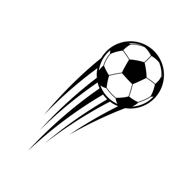 fliegende fußball. vektor - sport ball sphere symbol stock-grafiken, -clipart, -cartoons und -symbole