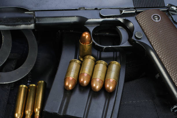 istock Special weapons and tactics team equipment on black background 946661868