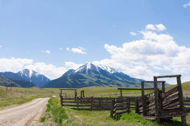 istock Old Wooden Corral with Rugged Mountains 946662704