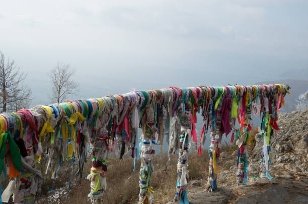 istock Sentimental Ribbons on a Railing at Chersky Stone, Siberia 946665774