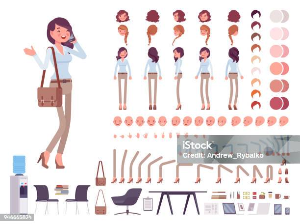 Smart Casual Woman Character Creation Set Stock Illustration - Download Image Now - Characters, Women, Group Of Objects