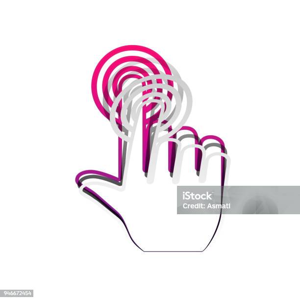 Drawing Hand Click Button Hand Click On Button Vector Detachable Paper With Shadow At Un Stock ...