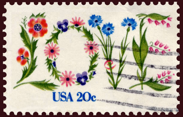 Love and Flowers on Postage Stamp