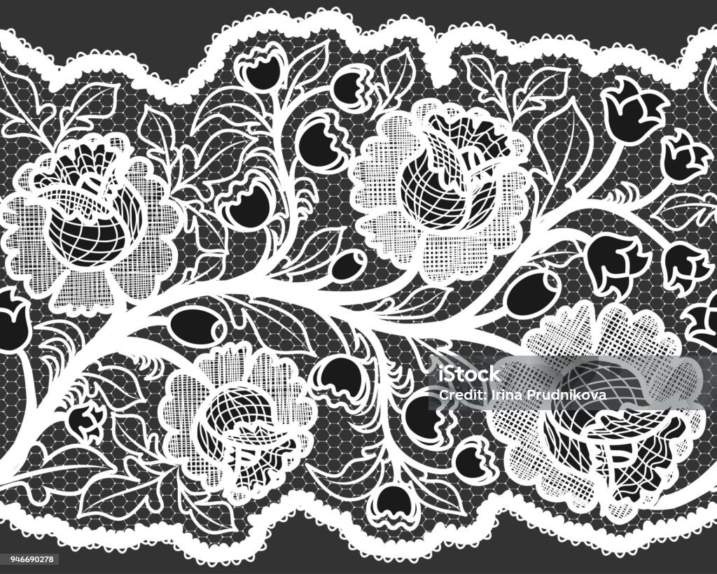 Abstract Seamless White Lace Ribbon With Feminine Floral Pattern Stock  Illustration - Download Image Now - iStock