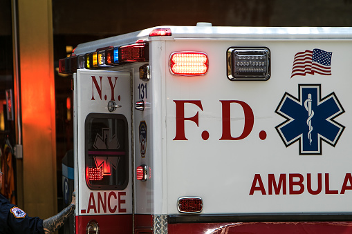 FDNY ambulance on the spot of a medical emergency.