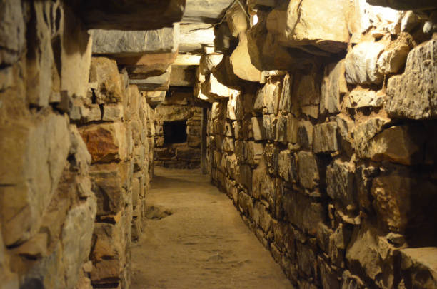 Underground tunnels within the main temple of Chavin de Huantar, Ancash, Peru Underground tunnels within the main temple of the Chavin de Huantar archaeological site, Ancash, Peru huari stock pictures, royalty-free photos & images