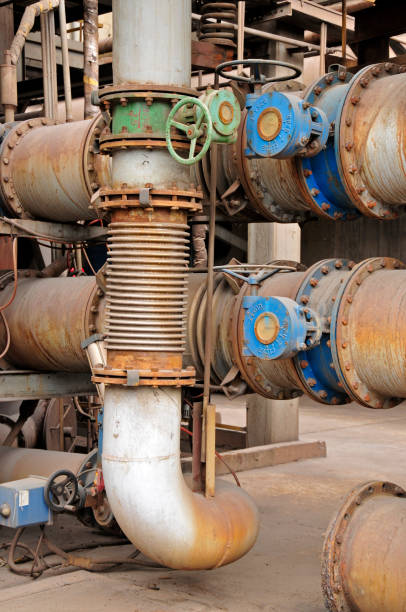 istock Pipeline valve facilities in steel mills 946729362