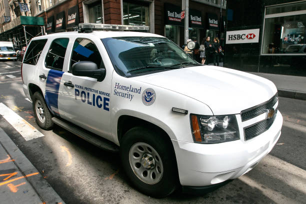 Federal Protective Service vehicle. New York, April 28, 2017: A Federal Protective Service vehicle is parked in the street in downtown Manhattan. department of homeland security stock pictures, royalty-free photos & images