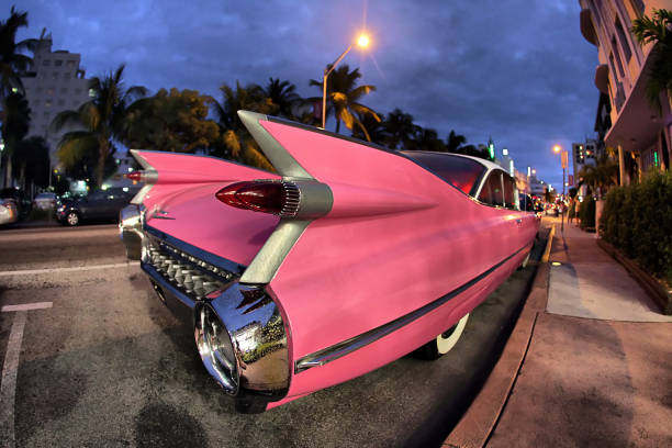 Pink Cadillac Coupe De Ville in Miami Beach.