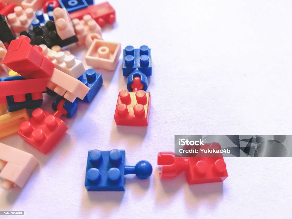 Pat veronderstellen overhandigen Red And Blue Puzzel Plastic Connection Construction Blocks Or Brick Toy  Children Concept Of Education Development And Growth Stock Photo - Download  Image Now - iStock