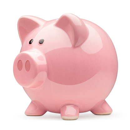 Piggy bank on white background. Photo with clipping path.