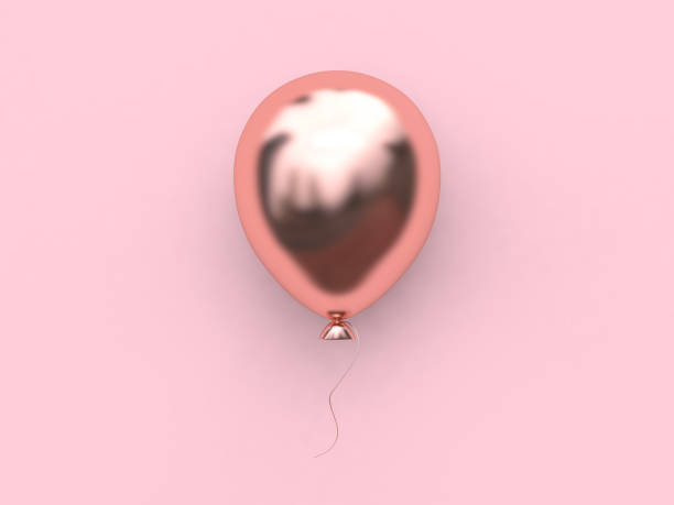 3d rendering pink metallic rose gold reflection balloon abstract minimal pink background christmas holiday new year concept