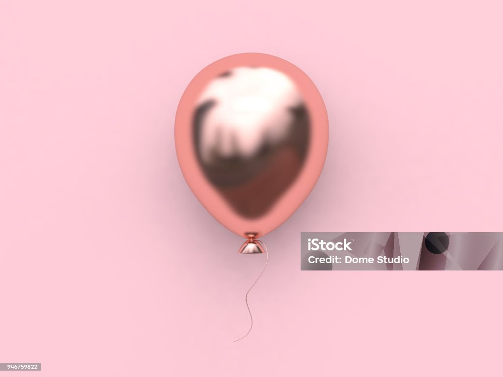 3d rendering pink metallic rose gold reflection balloon abstract minimal pink background christmas holiday new year concept Balloon Stock Photo