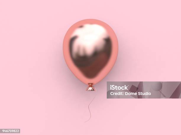 3d Rendering Pink Metallic Rose Gold Reflection Balloon Abstract Minimal Pink Background Christmas Holiday New Year Concept Stock Photo - Download Image Now