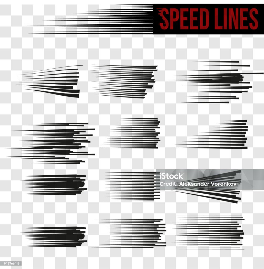 Speed Line Poster Set Of Different Speed Lines Isolated On Transparent Background Comic ...