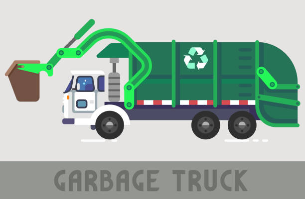 ilustraciones, imágenes clip art, dibujos animados e iconos de stock de camión de la basura - camion de basura