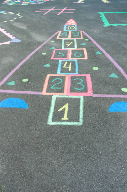 istock Children's drawings on the asphalt. Drawings with colorful crayons. 946770310