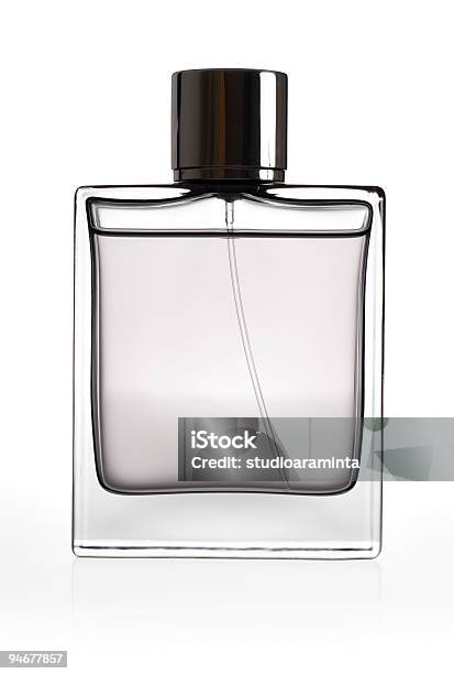 Clear Perfume Bottle Model Isolated On A White Background Stock Photo - Download Image Now