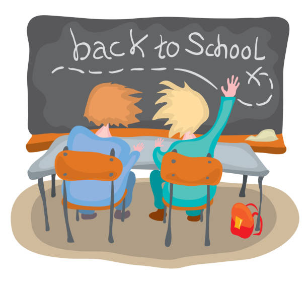 illustrations, cliparts, dessins animés et icônes de comment retourner à l’école - blackboard book back to school classroom