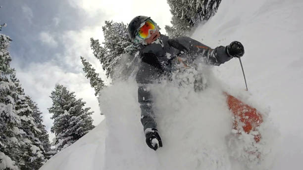 istock POV of young man skiing through fresh snow 946792488