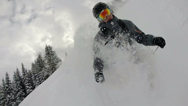 istock POV of young man skiing through fresh snow 946792500