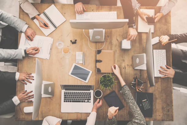 istock Group of business people working in office 946798266
