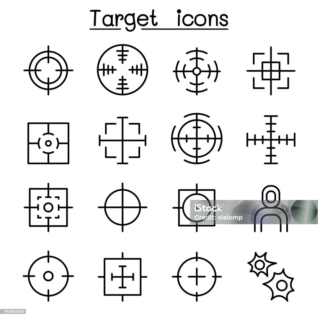 Target icon set in thin line style Icon Symbol stock vector