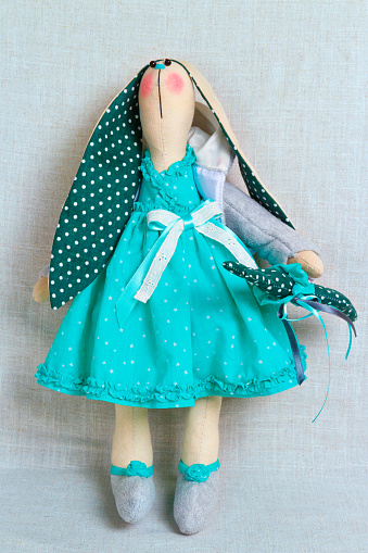 toys, bunnies, rabbits, handmade in dresses, easter