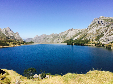 Beautiful lake in the high mountains of Asturias, Spain