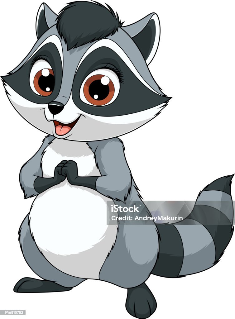 Funny little raccoon Vector illustration of a funny little raccoon smiling, 
book coloring, over white background Raccoon stock vector