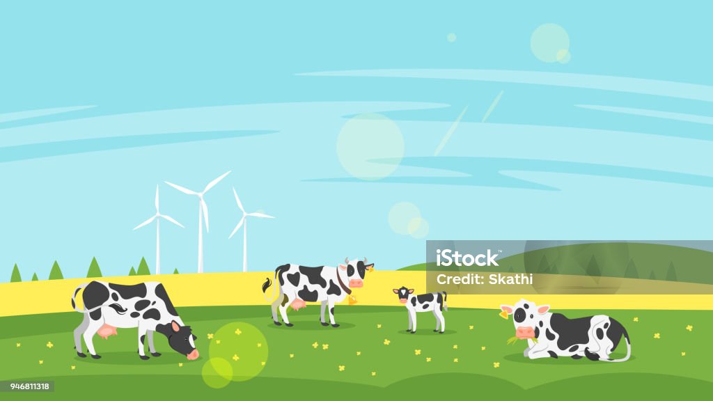 Cows Graze In A Field Stock Illustration - Download Image Now - Cow, Cartoon, Agricultural Field - iStock Cows Graze In A Field Stock Illustration - Download Image Now - Cow, Cartoon, Agricultural Field - iStock