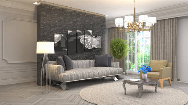 istock Interior living room. 3d illustration 946812378