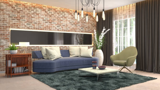 istock Interior living room. 3d illustration 946812396