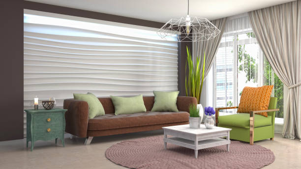 istock Interior living room. 3d illustration 946812450