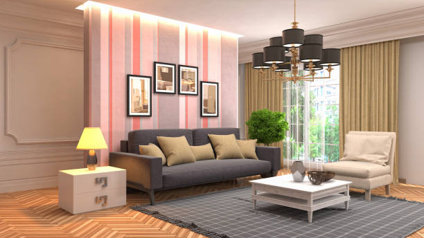 istock Interior living room. 3d illustration 946812770